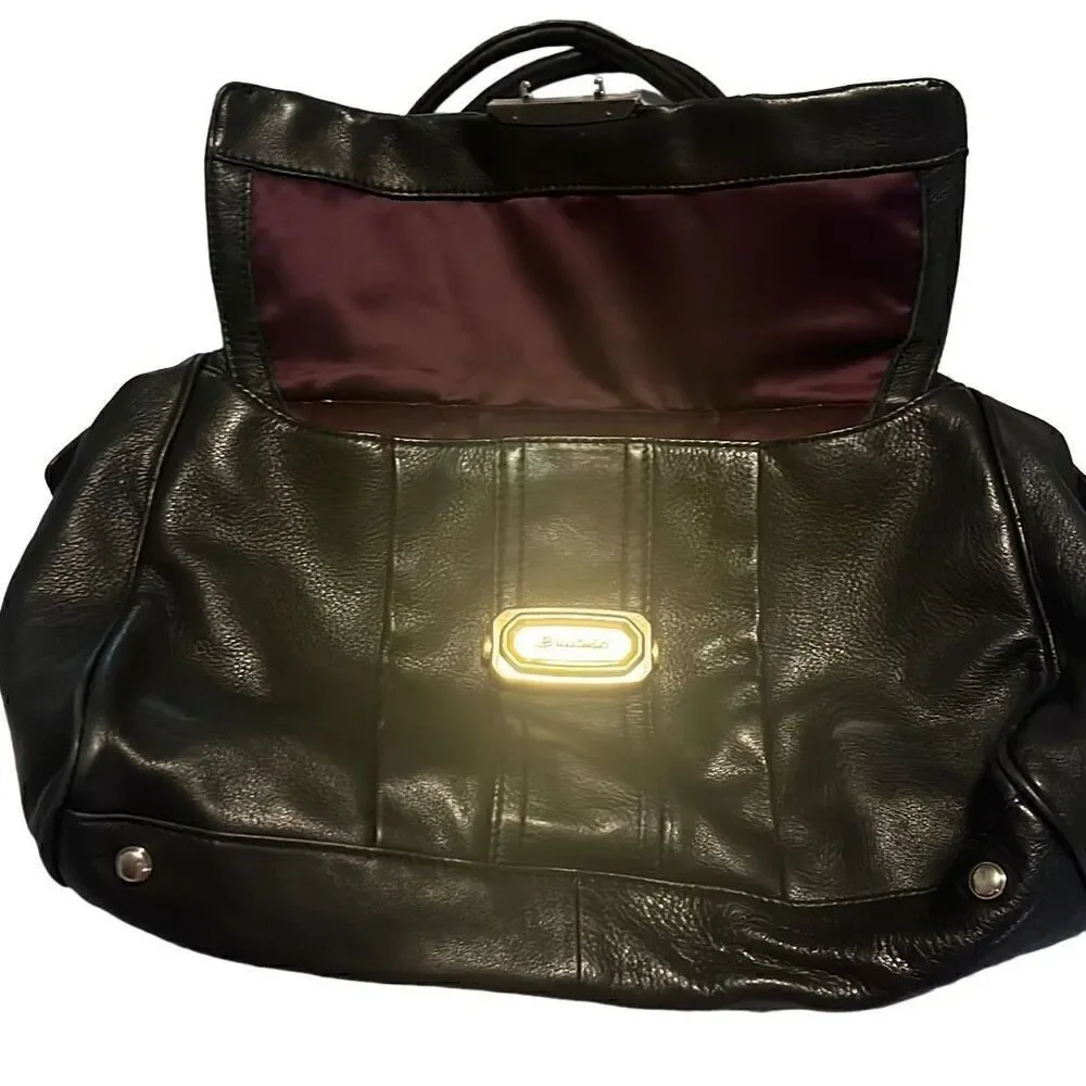 B Makowsky, black bag, purple silky lining great condition